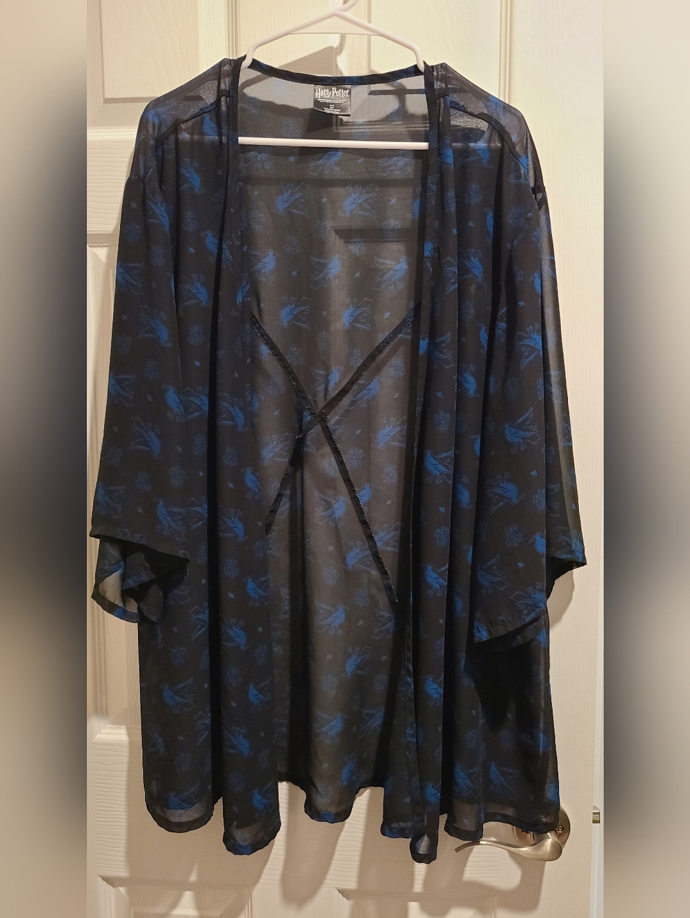 Harry Potter Sheer Black Kimono with Blue Ravenclaw All-over Print, XXL